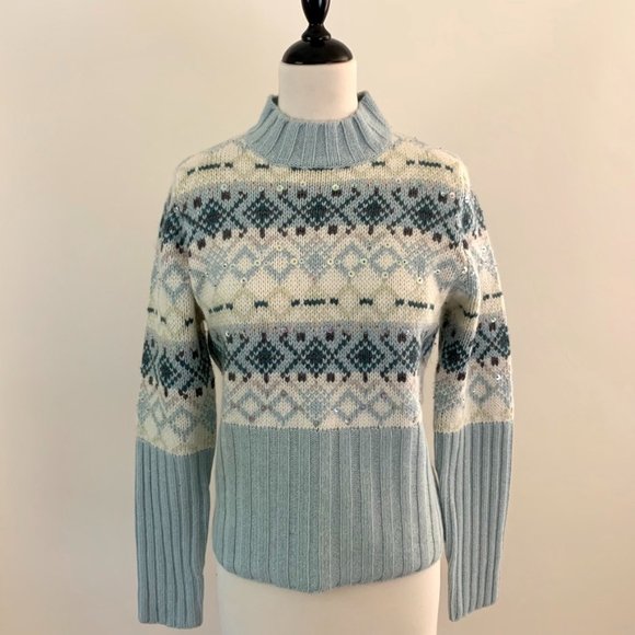 Neiman Marcus Embellished Mock-neck Sweater - Picture 1 of 10